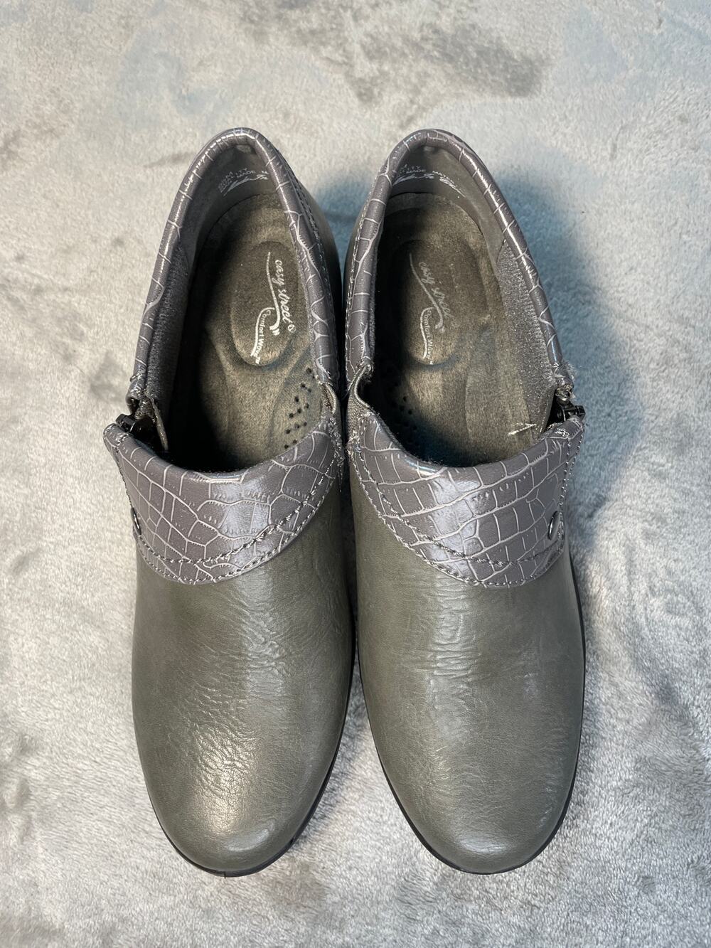 Easy Street Comfort Wave Gray Vegan Leather Shoes Size 6.5M